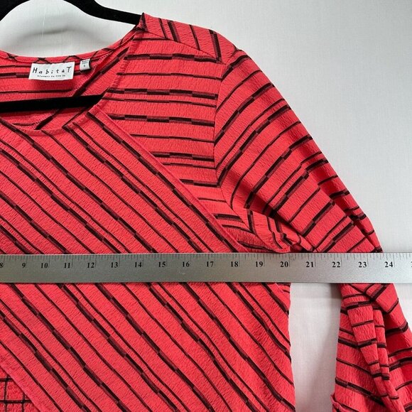 Habitat Top Womens Sz S Striped Patchwork Tunic 3/4 Sleeve Rayon Blend Red - Picture 7 of 11